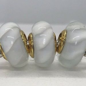 3 Pandora silver 925 18K Gold Silver White Waves